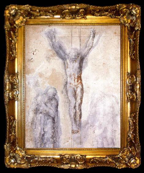 framed  Michelangelo Buonarroti Christ Crucified between the Virgin and Nicodemus, ta009-2